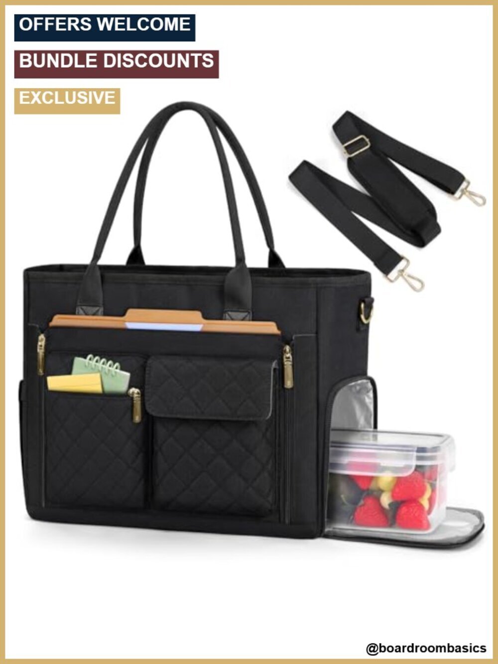 Laptop Tote Bag with Insulated Lunch Compartment, 15.6 inch Work Bag